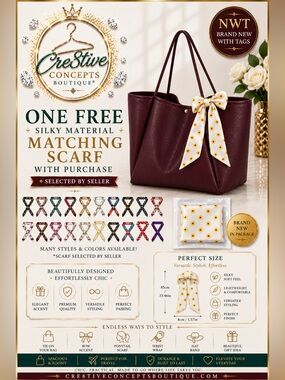 Weekender Tote Bag/Shopper Handbag Travel Purse w/FREE Handbag Scarf